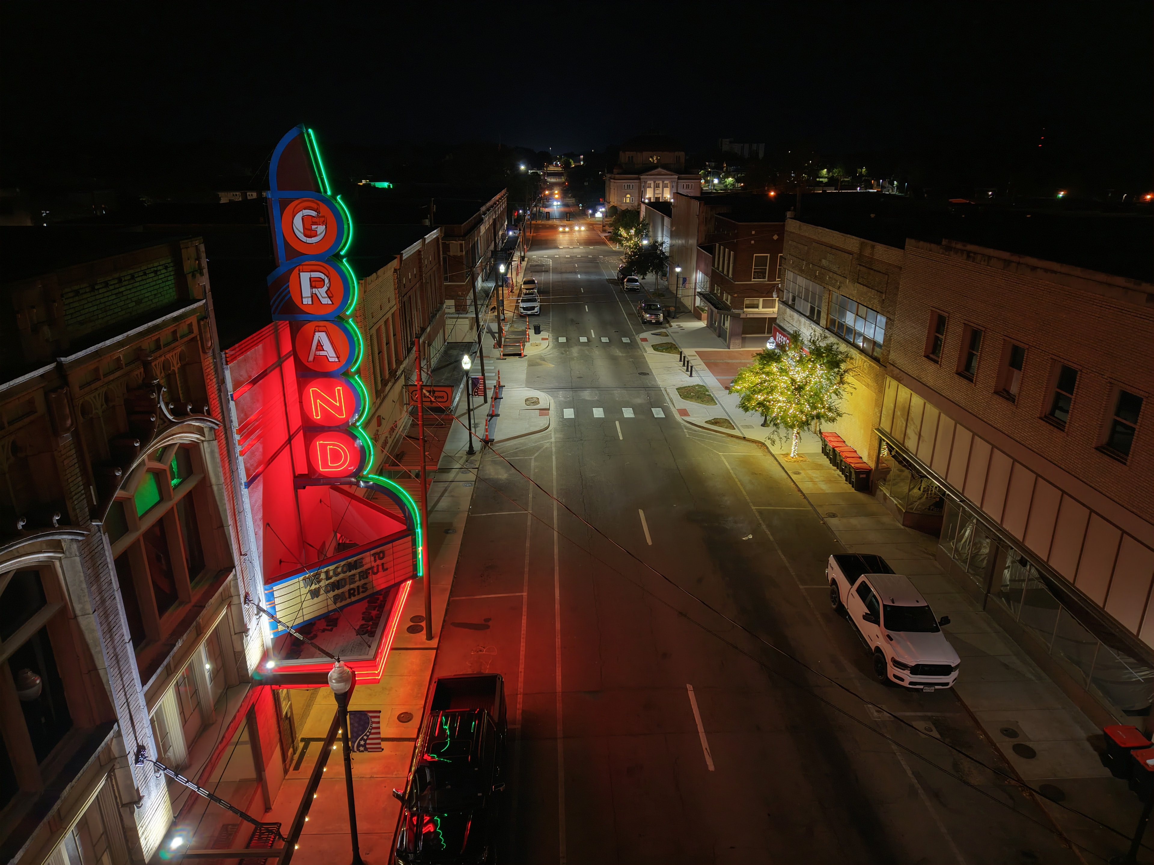 Paris TX aerial night view